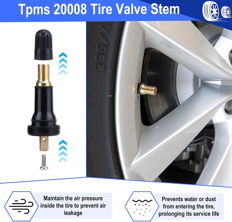 ecocstm 5 PCS TPMS 20008 Tire Valve Stem, Snap-in Rubber Tubeless Tire Pressure Sensor Valve Stem, TPMS Valve Stem Replacement, Compatible with Enclave Escalade Avalanche Sierra - Image 4